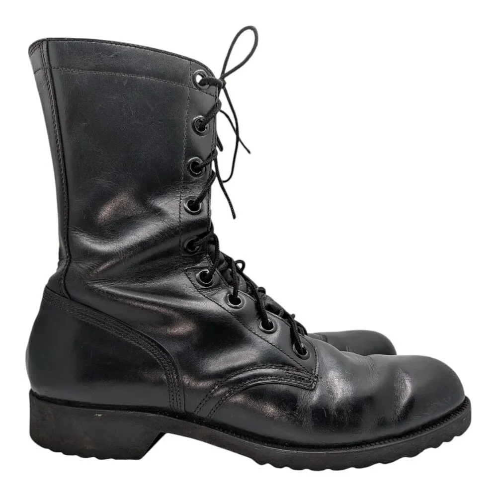 Genesco Mens 9N Black Leather Combat Vintage 1968 Military Work Boots Goth Punk